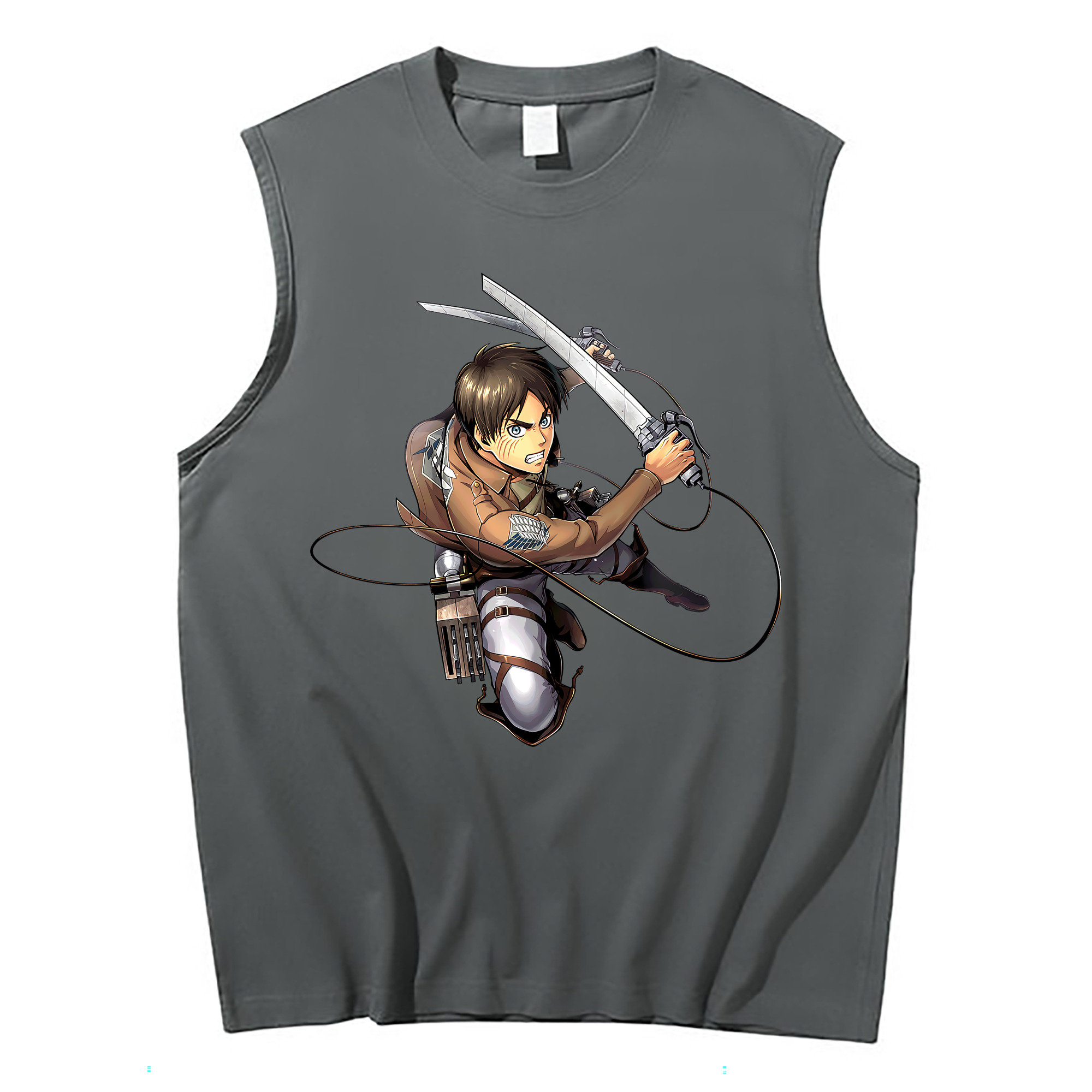 （画像用） 進撃の巨人 エレン･イェーガー Attack on Titan Eren Jäger コットン100％タンクトップ（フロントプリント）